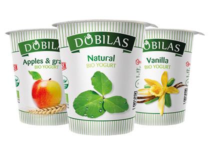 Ekologiškas valgomasis jogurtas DOBILAS*, 3 rūšių, 3,2–3,8 % rieb., 300 g