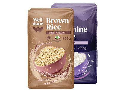 Rudieji; JASMINE ryžiai WELL DONE*, 2 rūšių, 400–500 g