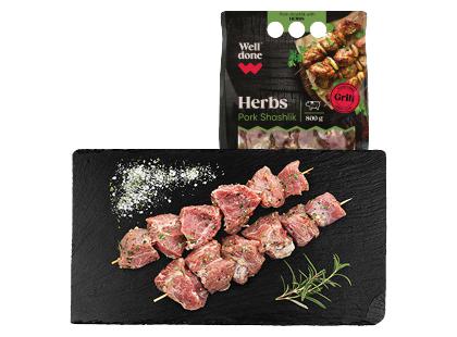 Sausai mar. kiaulienos sprandinės šašlykas su žolelėmis WELL DONE*, 800 g