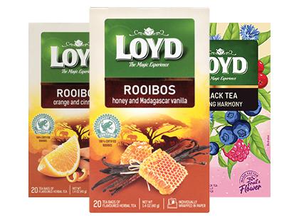 Raudonoji; juodoji arbata LOYD*, 3 rūšių, 1 dėž. (20 vnt.)