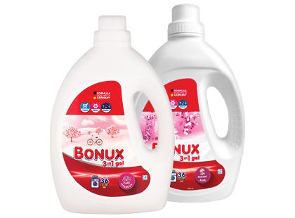 Skalbiamasis gelis BONUX 3 IN 1*, 2 rūšių, 1,8 l (36 skalb.)