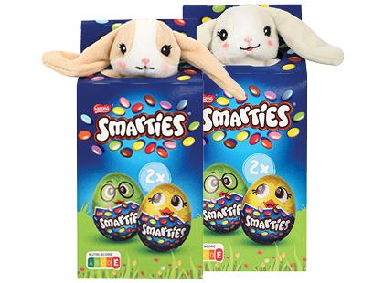 Pieninio šokolado kiaušiniai SMARTIES su pliušiniu žaislu, 2 rūšių, 80 g