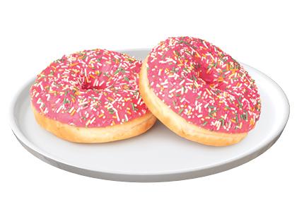 Spurga su braškių skonio įdaru ir rožiniu glaistu (atitirpinta), 2 vnt. × 70 g