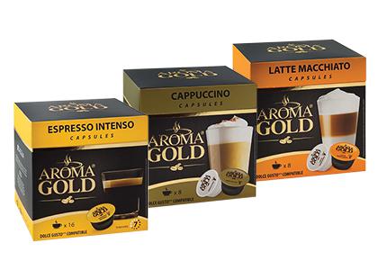 Prekė: Kavos kapsulės AROMA GOLD, 3 rūšių, 128–193 g