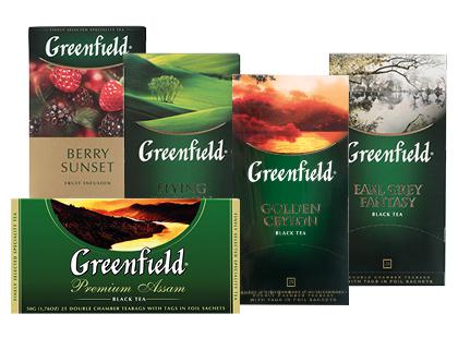 Juodoji; žalioji; vaisinė arbata GREENFIELD, 5 rūšių, 1 dėž. (25 pak.)