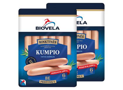 Virtos RINKTINĖS kumpio dešrelės BIOVELA*, a. r., 2 pak. × 240 g