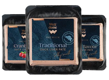 Ančių kepenėlių paštetas WELL DONE PREMIUM*, 3 rūšių, 80 g