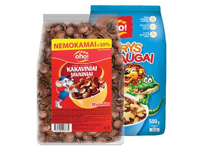 Kakaviniai javainiai; sausi pusryčiai OHO!*, 2 rūšių, 500 g
