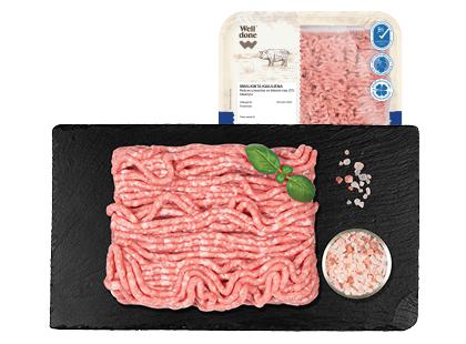 Atšaldyta smulkinta kiauliena WELL DONE*, rieb. ne daugiau 20 %, 400 g