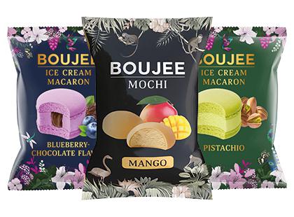Prekė: Šaldyti močiai; makarunai BOUJEE*, 3 rūšių, 50–60 g