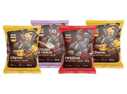 Kepintos dryžuotosios nelukštentos saulėgrąžos WELL DONE*, 3 rūšių, 2 pak. × 150 g