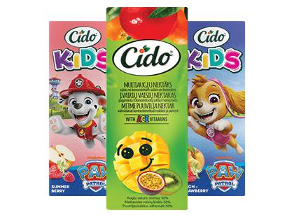 Įvairių vaisių sulčių gėrimas CIDO*, 3 rūšių, 200 ml