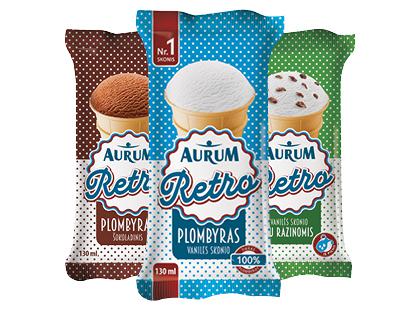 Valgomieji ledai puodelyje AURUM RETRO*, 3 rūšių, 70 g