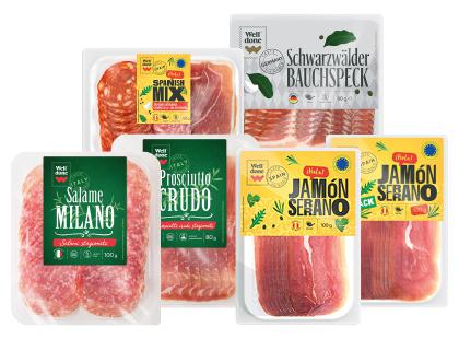Ispaniškiems, itališkiems pjaustytiems mėsos gaminiams WELL DONE