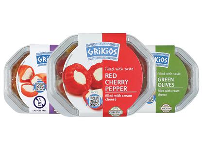 Paprikos; alyvuogės su sūriu GRIKIOS*, 3 rūšių, 11,1–20,8 % rieb. s. m., 200 g