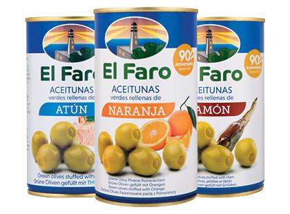 Prekė: Įdarytos žaliosios alyvuogės EL FARO*, 3 rūšių, 350 g