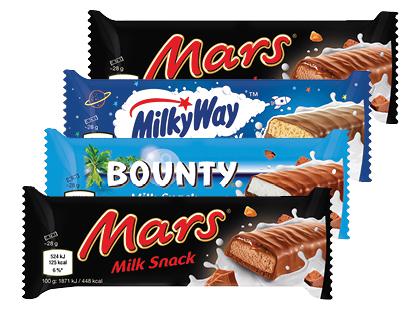 Šokoladinis pieno batonėlis MARS; BOUNTY; MILKY WAY*, 3 rūšių, 2 pak. × 28 g