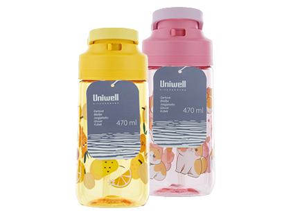 Gertuvė su šiaudeliu UNIWELL*, 2 dizainų, 470 ml, 1 vnt.