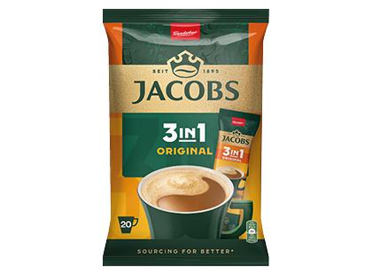 Tirpiosios kavos gėrimas JACOBS 3 IN 1 ORIGINAL*, 1 maiš. (20 vnt. × 12,6 g)
