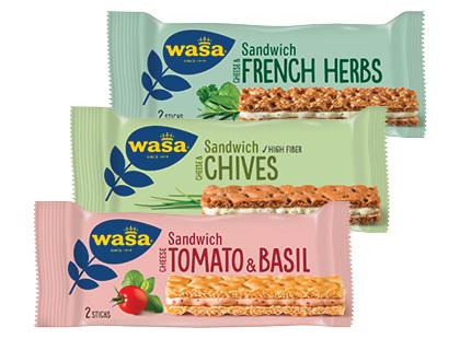 Traškus užkandis WASA*, 3 rūšių, 30–40 g