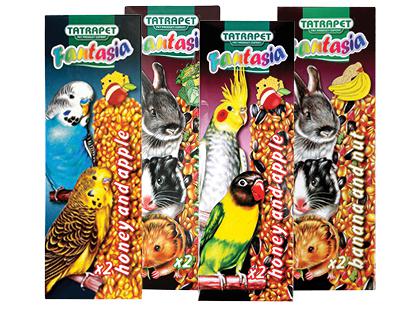 Papūgų skanėstas su obuoliais ir medumi TATRAPET FANTASIA*, 4 rūšių, 90 g