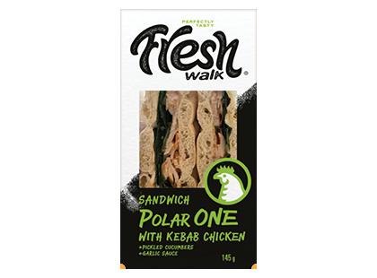 Poliarinis sumuštinis su kebabo vištiena, mar. agurkais FRESH WALK*, 145 g