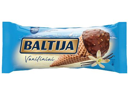 Vaniliniai valgomieji ledai ragelyje BALTIJA su riešutais*, 95 g