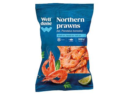 Šaldytos virtos šiaurinės dryžakojės krevetės WELL DONE, 800 g
