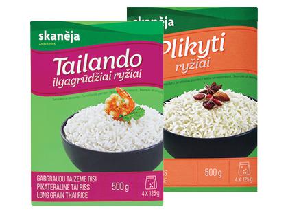 Ilgagrūdžiai; plikyti ryžiai SKANĖJA*, 2 rūšių, 500 g