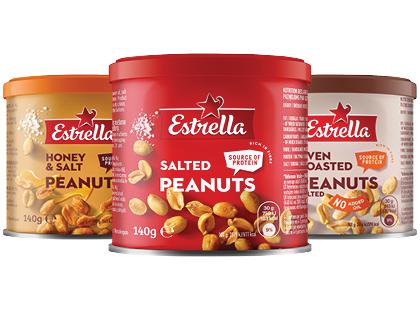 Kepinti žemės riešutai ESTRELLA*, 3 rūšių, 140 g