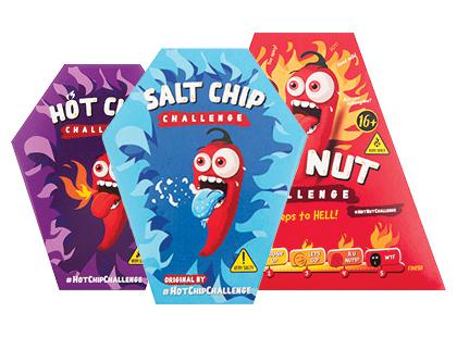Traškutis HOT CHIP; SALT CHIP; HOT NUT CHALLENGE*, 3 rūšių, 2,5–24 g