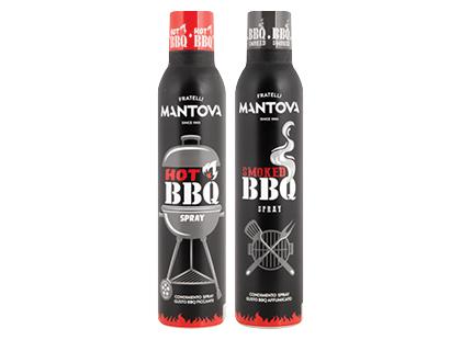 Purškiamasis saulėgrąžų aliejus MANTOVA HOT BBQ; SMOKED BBQ*, 2 rūšių, 200 ml