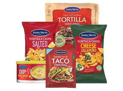 Perkant 2 ar daugiau SANTA MARIA produkcijos TEX MEX, taikoma 40 % nuolaida*