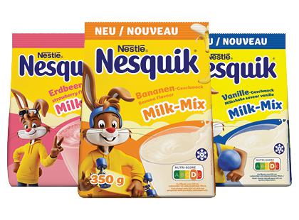 Pieno kokteilio milteliai NESTLÉ NESQUIK*, 3 rūšių, 350 g