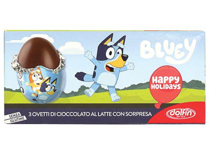 Šokoladiniai kiaušiniai su staigmena DOLFIN BLUEY*, 1 pak. (3 vnt. × 20 g)