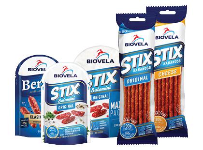 BIOVELOS KABANOS, SALAMINI dešrelėms ir STIX lazdelėms*