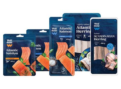 Silkėms; sūdytoms ir šaltai rūkytoms lašišoms WELL DONE*