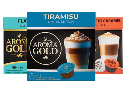 Kavos kapsulės AROMA GOLD*, 3 rūšių, 1 dėž. (16 vnt.)