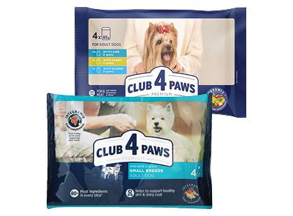 Konservuotas šunų ėdalas CLUB 4 PAWS*, 2 rūšių, 1 pak. (4 vnt. × 85 g)