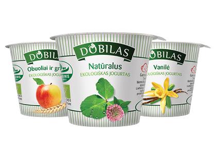 Valgomasis ekologiškas jogurtas DOBILAS*, 3 rūšių, 3,2–3,8 % rieb., 125 g