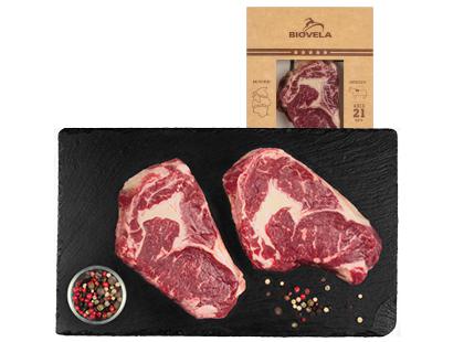 Brandintas jautienos antrekoto kepsnys RIB EYE BIOVELA be kaulo*, brandintas 21 d., 240 g