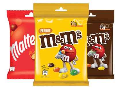 Saldainiai M&M’S; MALTESERS*, 3 rūšių, 68–90 g