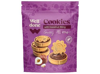 Sausainiai su lazdynų riešutų įdaru WELL DONE*, 175 g