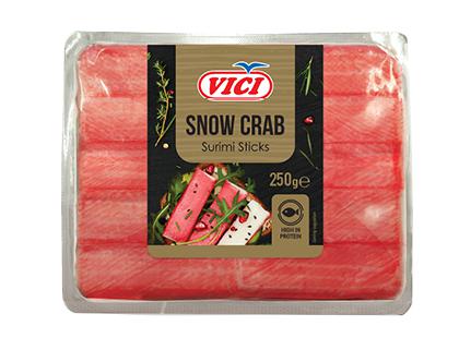 Prekė: Atšaldytos snieginių krabų skonio lazdelės VIČI PREMIUM iš surimio, 250 g