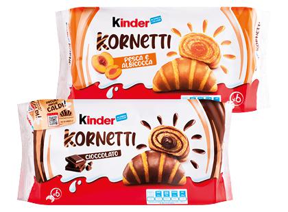 Kruasanai KINDER KORNETTI*, 2 rūšių, 1 pak. (6 vnt. × 42 g)