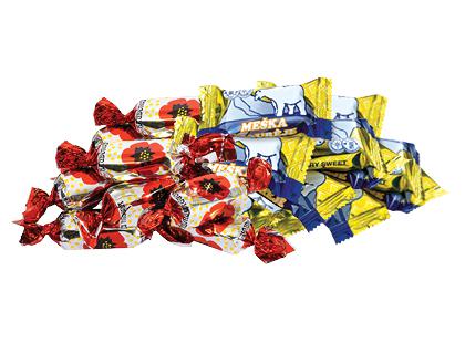 PERGALĖS saldainiai RAUDONOJI AGUONA; MEŠKA ŠIAURĖJE*, 2 rūšių, sveriami, 1 kg