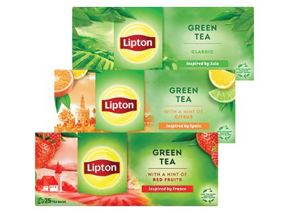 Žalioji arbata LIPTON*, 3 rūšių, 1 dėž. (20–25 pak.)