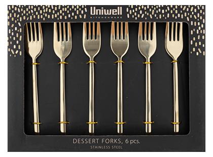 Desertinės šakutės UNIWELL GOLD*, 1 rink. (6 vnt.)