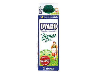 Prekė: Pienas DVARO, 2,5 % rieb., 1 l