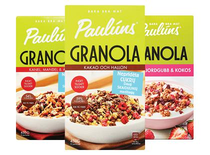 Prekė: Granola PAULUNS, 3 rūšių, 450 g